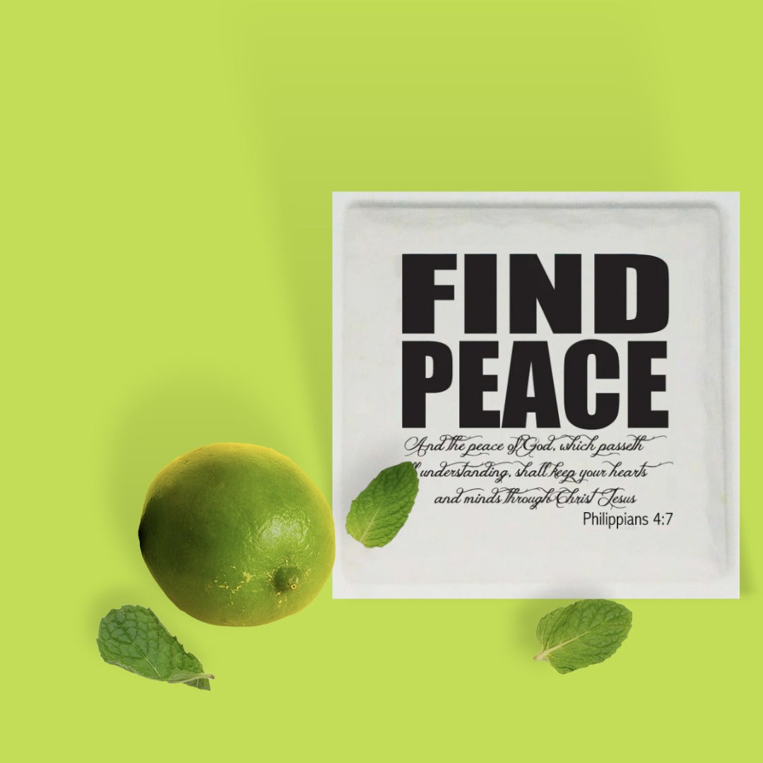 Scripture Collection Find Peace Square Ceramic Coaster 4x4 - SoarCouture
