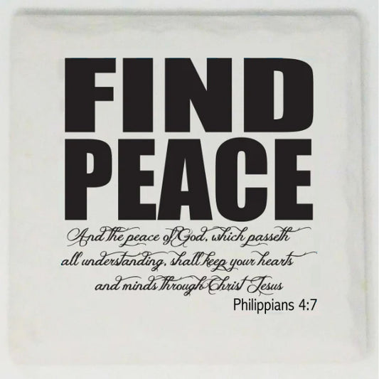 Scripture Collection Find Peace Square Ceramic Coaster 4x4 - SoarCouture