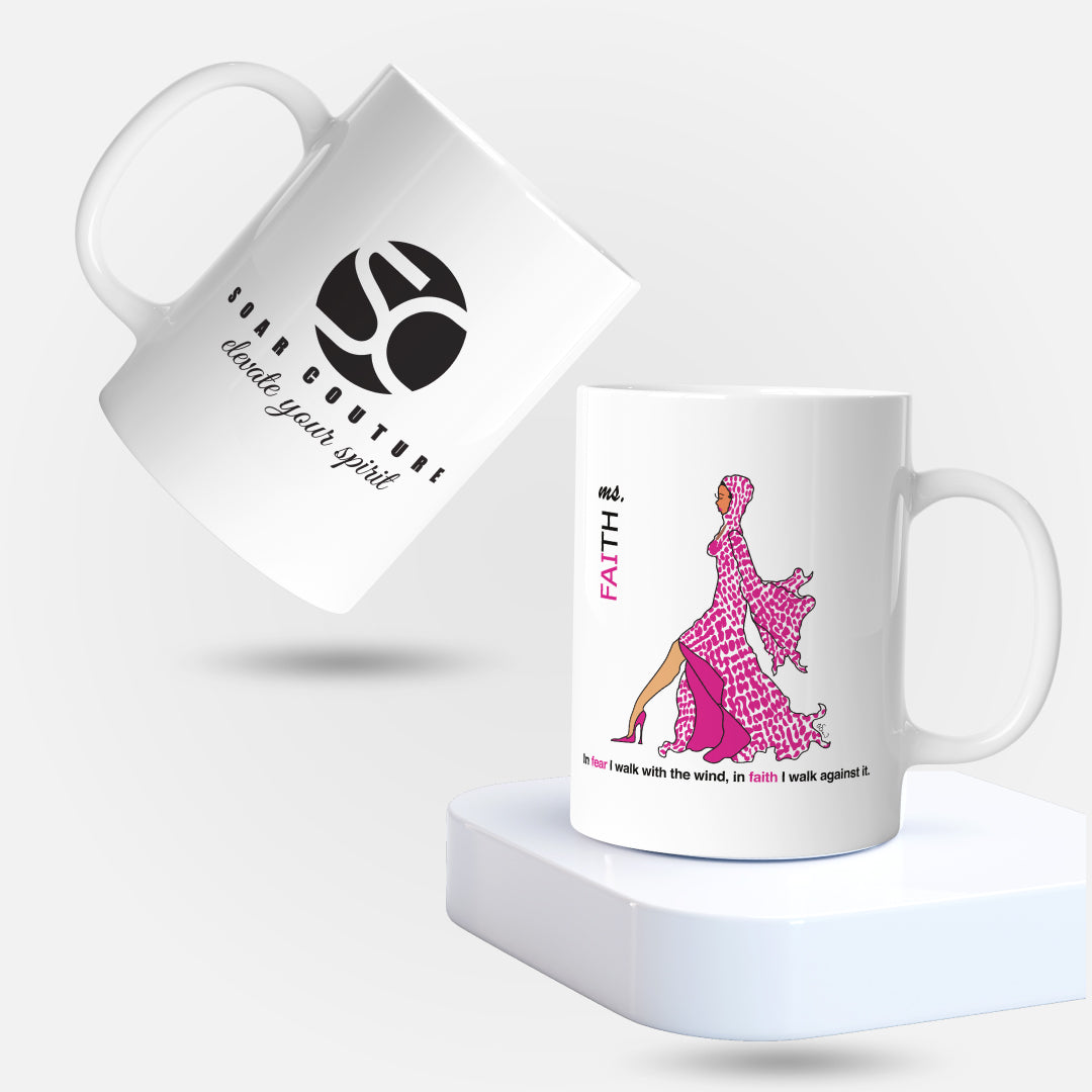 Soar Couture Ms. Faith Ceramic Mug 15 oz. White/Pink MsGoodie2Shoes Collection