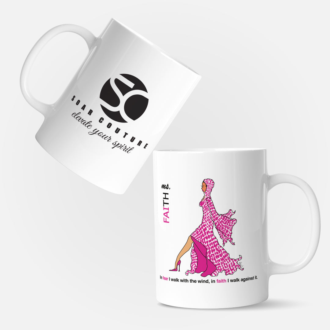 Soar Couture Ms. Faith Ceramic Mug 15 oz. White/Pink MsGoodie2Shoes Collection